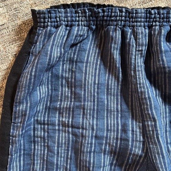 Tory Burch Striped Blue and Black Pants- size 8 - 100% linen - pockets - Picture 2 of 7